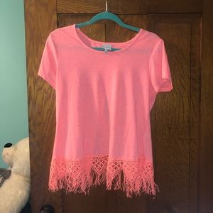 Short sleeve Shirt,  bright peach color